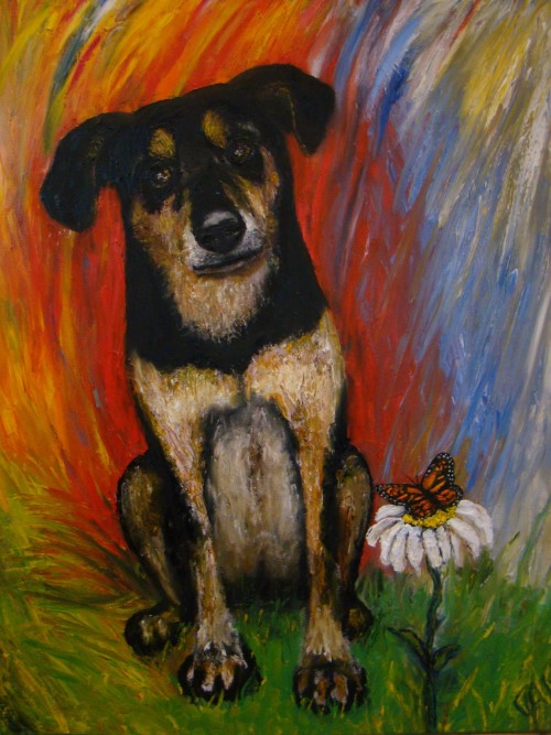 Dog and Butterfly painting