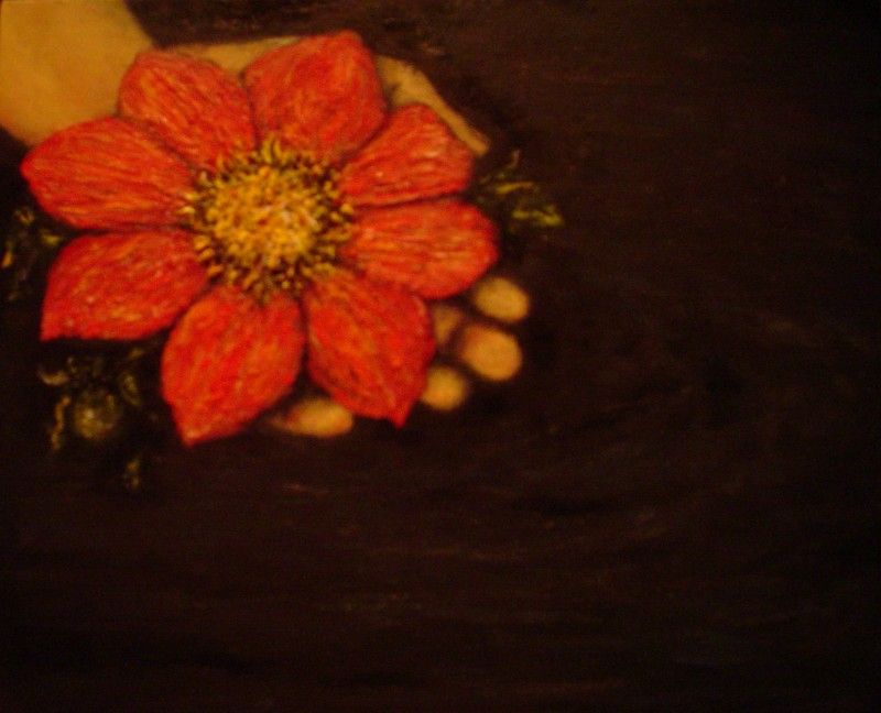 Red Dahlia painting